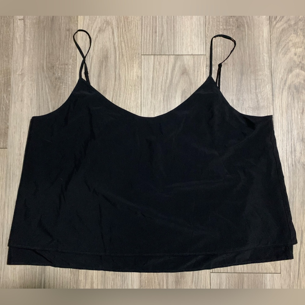 Athleta Cropped Spaghetti Strap Tank Top, Black, XL